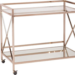 Gold Metal And Glass Rolling Bar Cart - Homeroots