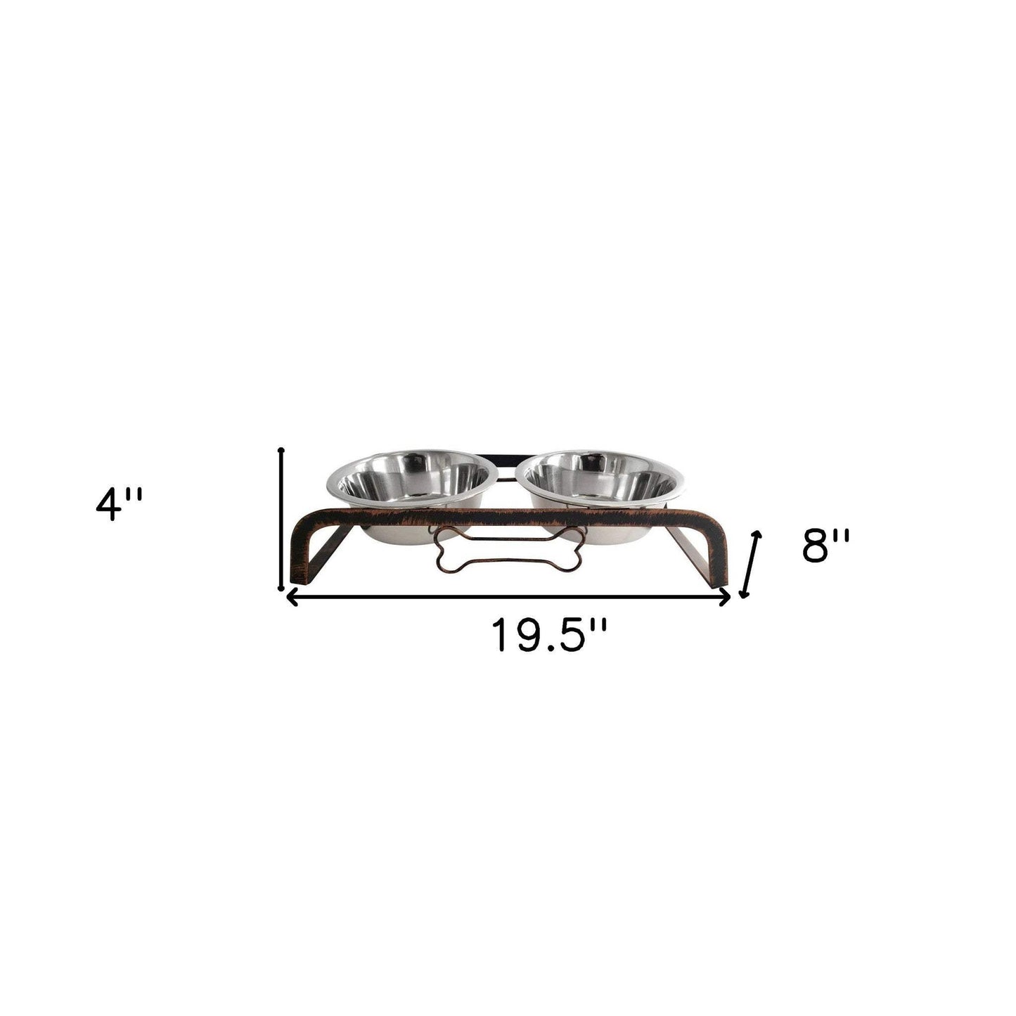 Rustic Elevated 32oz Two Bowl Dog Feeding Station - Homeroots - Flyclothing LLC
