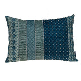 Blue and Aqua Beaded Embroidered Decorative Throw Pillow - Homeroots