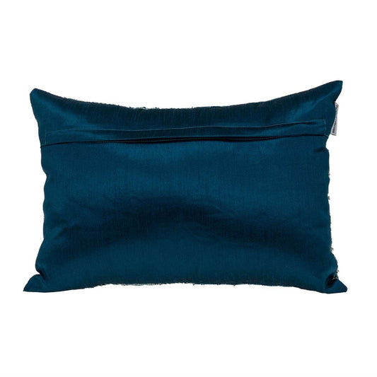 Blue and Aqua Beaded Embroidered Decorative Throw Pillow - Homeroots - Flyclothing LLC