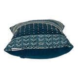 Blue and Aqua Beaded Embroidered Decorative Throw Pillow - Homeroots