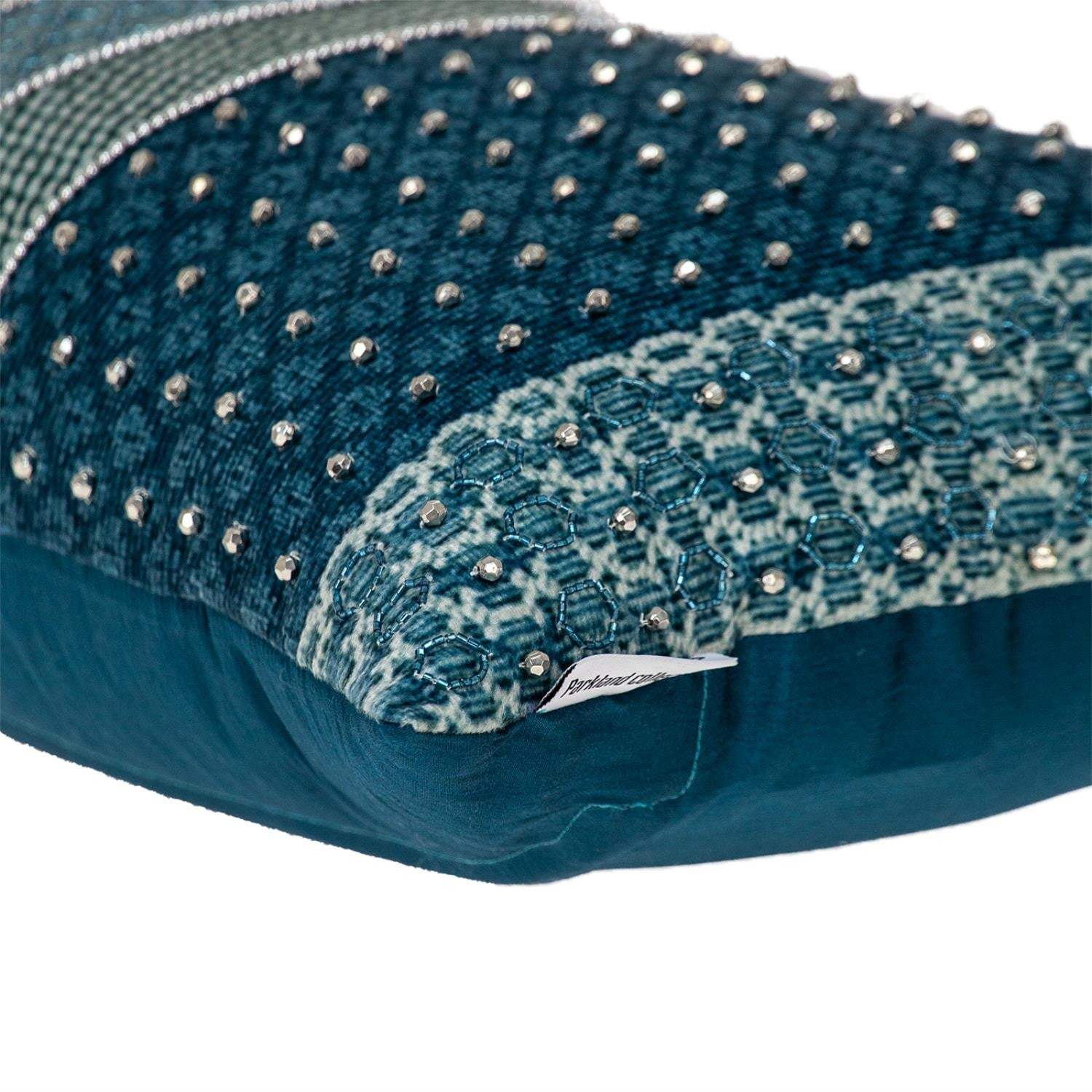 Blue and Aqua Beaded Embroidered Decorative Throw Pillow - Homeroots - Flyclothing LLC