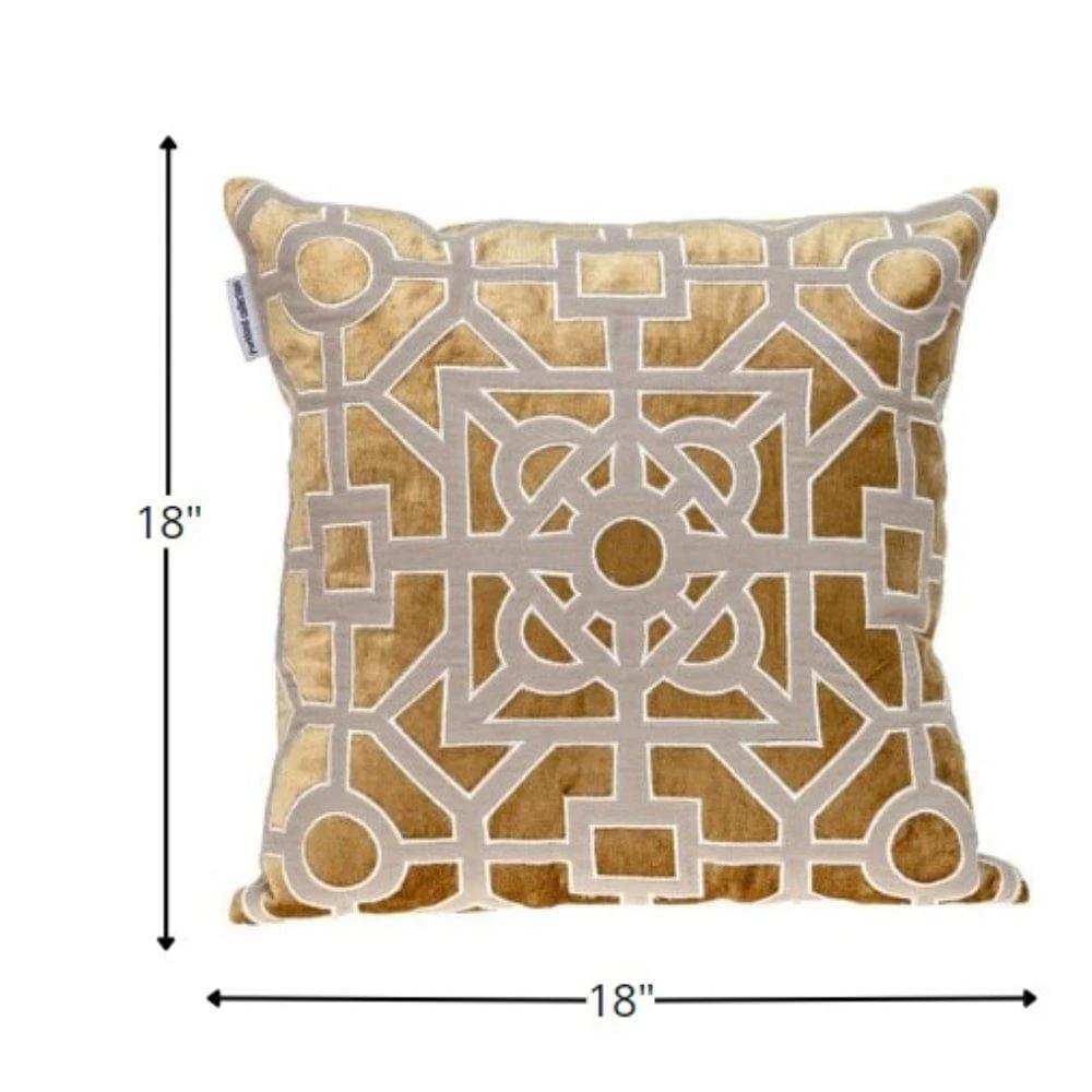 18 X 18 Gold Abstract Velvet Throw Pillow - Homeroots - Flyclothing LLC