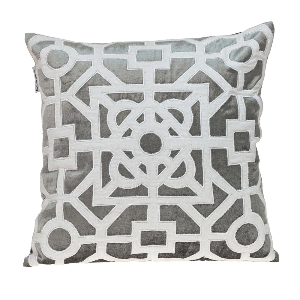18" Gray and White Velvet Throw Pillow - Homeroots - Flyclothing LLC