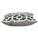 18" Gray and White Velvet Throw Pillow - Homeroots