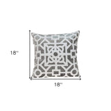 18" Gray and White Velvet Throw Pillow - Homeroots - Flyclothing LLC