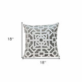 18" Gray and White Velvet Throw Pillow - Homeroots - Flyclothing LLC