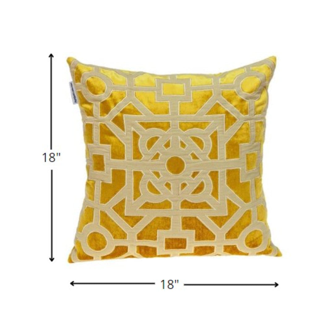 18" Mustard Yellow Velvet Throw Pillow - Homeroots - Flyclothing LLC