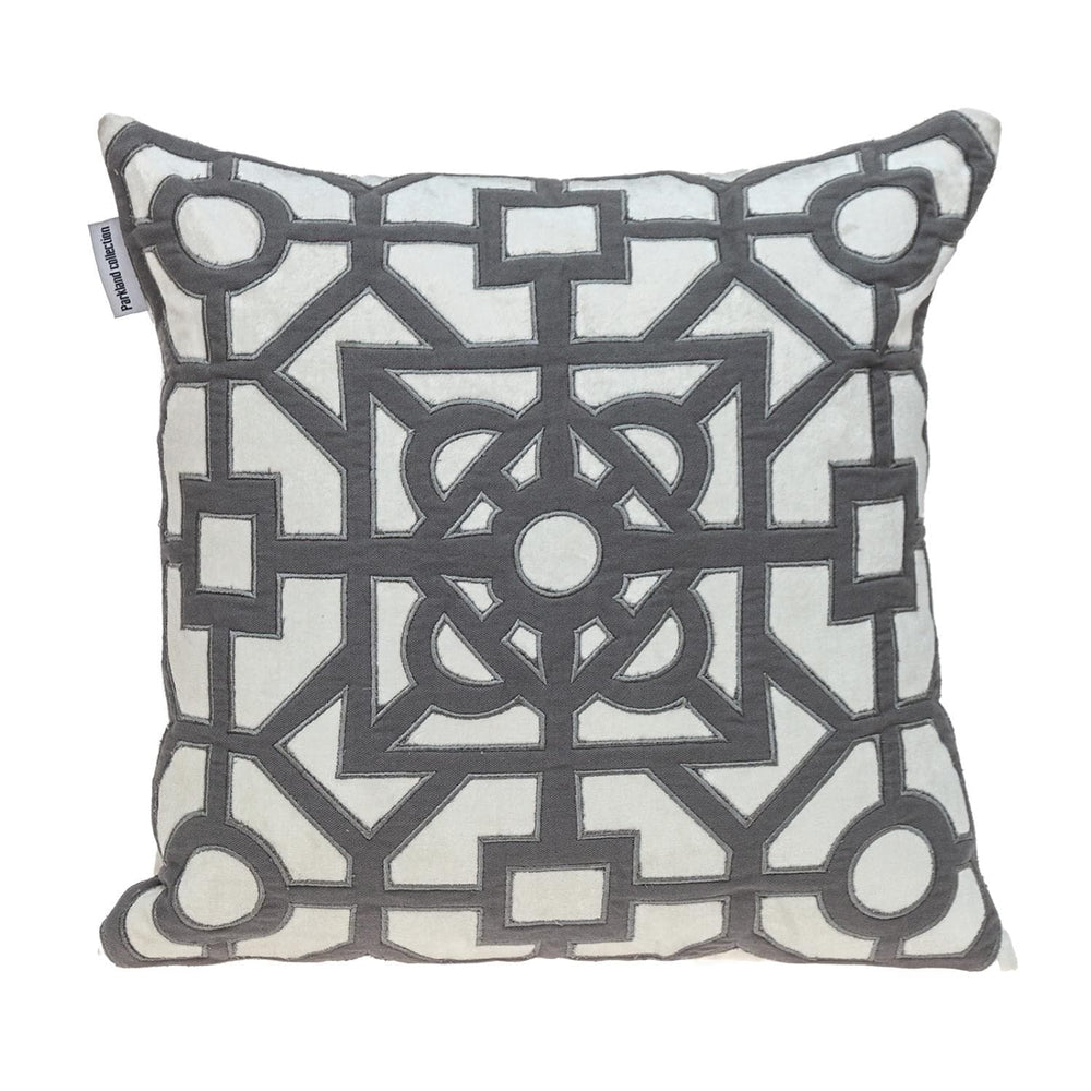 18" Gray and White Velvet Throw Pillow - Homeroots - Flyclothing LLC