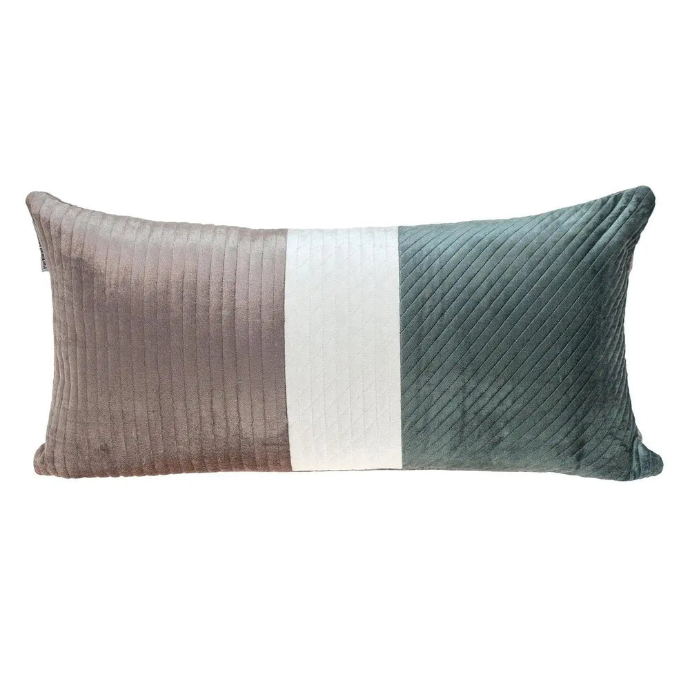12" X 24" Green Striped Velvet Throw Pillow - Homeroots