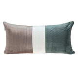 12" X 24" Green Striped Velvet Throw Pillow - Homeroots