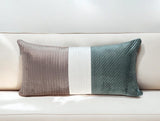12" X 24" Green Striped Velvet Throw Pillow - Homeroots