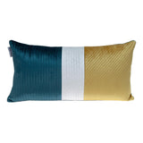 12" X 24" Sea Green Striped Velvet Throw Pillow - Homeroots