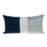 12" X 24" Navy Blue Striped Velvet Throw Pillow - Homeroots