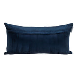 12" X 24" Navy Blue Striped Velvet Throw Pillow - Homeroots