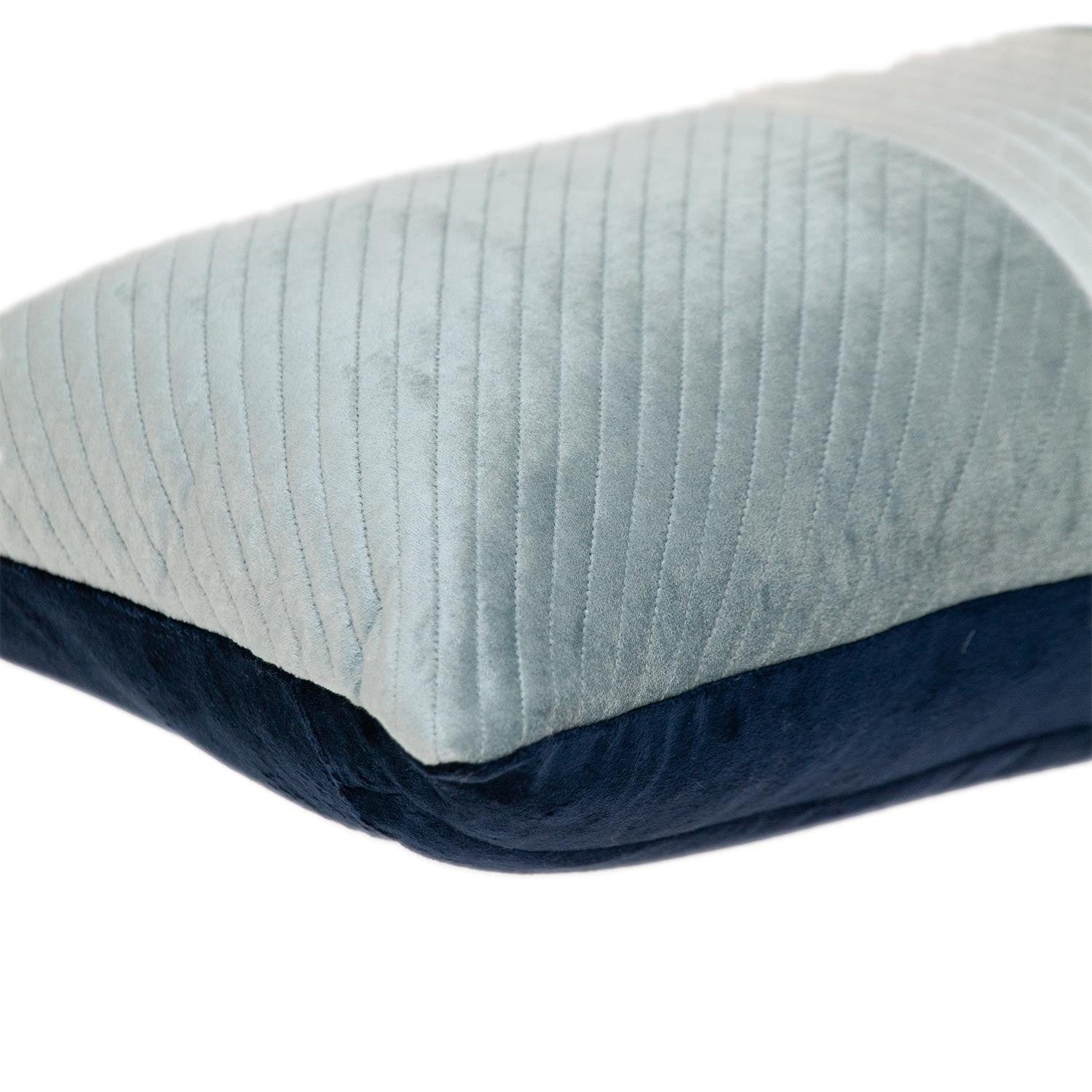 12" X 24" Navy Blue Striped Velvet Throw Pillow - Homeroots - Flyclothing LLC