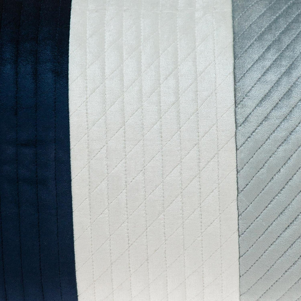 12" X 24" Navy Blue Striped Velvet Throw Pillow - Homeroots - Flyclothing LLC