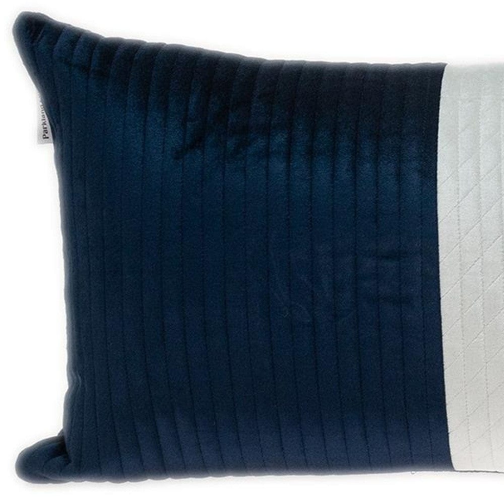 12" X 24" Navy Blue Striped Velvet Throw Pillow - Homeroots - Flyclothing LLC
