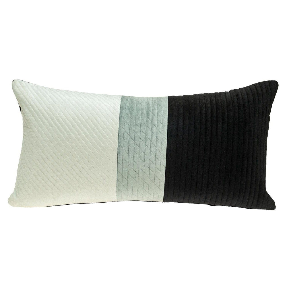 12" X 24" Black and White Striped Velvet Throw Pillow - Homeroots - Flyclothing LLC