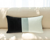 12" X 24" Black and White Striped Velvet Throw Pillow - Homeroots
