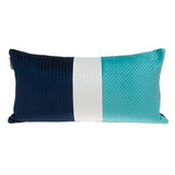 12" X 24" Navy Blue Striped Velvet Throw Pillow - Homeroots