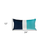 12" X 24" Navy Blue Striped Velvet Throw Pillow - Homeroots - Flyclothing LLC
