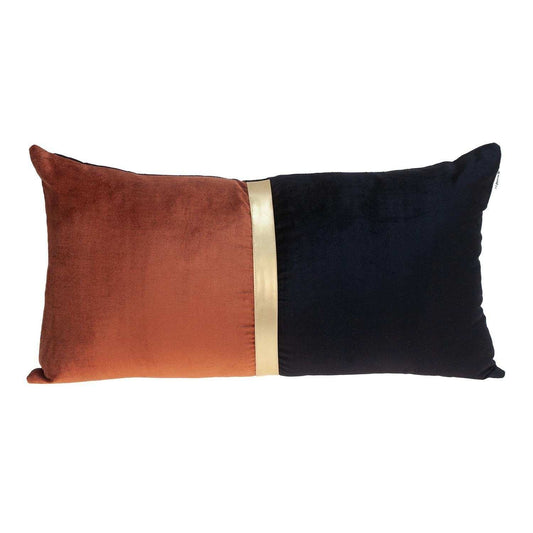 Brown Gold and Black Tufted Velvet Lumbar Pillow - Homeroots - Flyclothing LLC