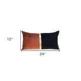 Brown Gold and Black Tufted Velvet Lumbar Pillow - Homeroots