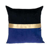 Black Gold and Blue Tufted Velvet Square Pillow - Homeroots