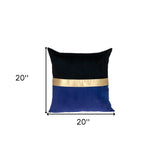 Black Gold and Blue Tufted Velvet Square Pillow - Homeroots