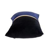 12" X 24" Black Blue and Gold Striped Velvet Throw Pillow - Homeroots