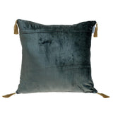 Charcoal and Gold Geo Velvet Throw Pillow with Gold Tassels - Homeroots