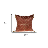 Burnt Orange and Gold Geo Velvet Throw Pillow with Gold Tassels - Homeroots