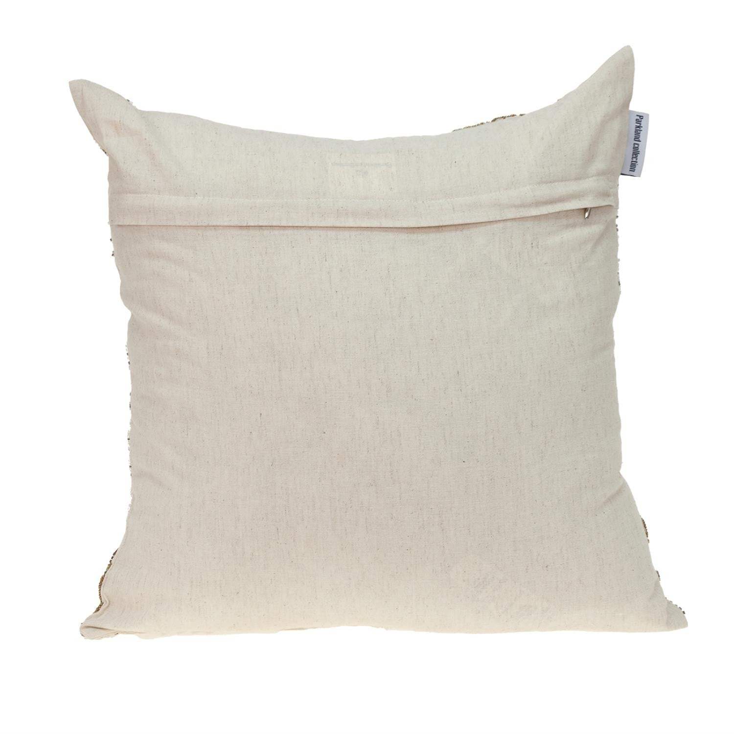 Natural and Golden Metallic Beaded Decorative Throw Pillow - Homeroots - Flyclothing LLC