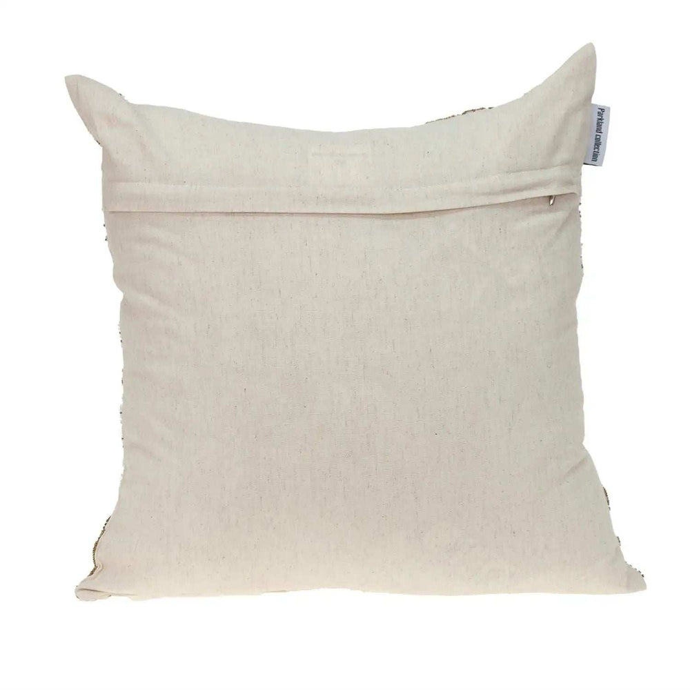 Natural and Golden Metallic Beaded Decorative Throw Pillow - Homeroots - Flyclothing LLC