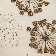 Natural and Golden Metallic Beaded Decorative Throw Pillow - Homeroots