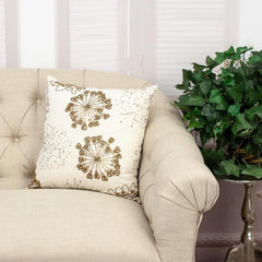 Natural and Golden Metallic Beaded Decorative Throw Pillow - Homeroots