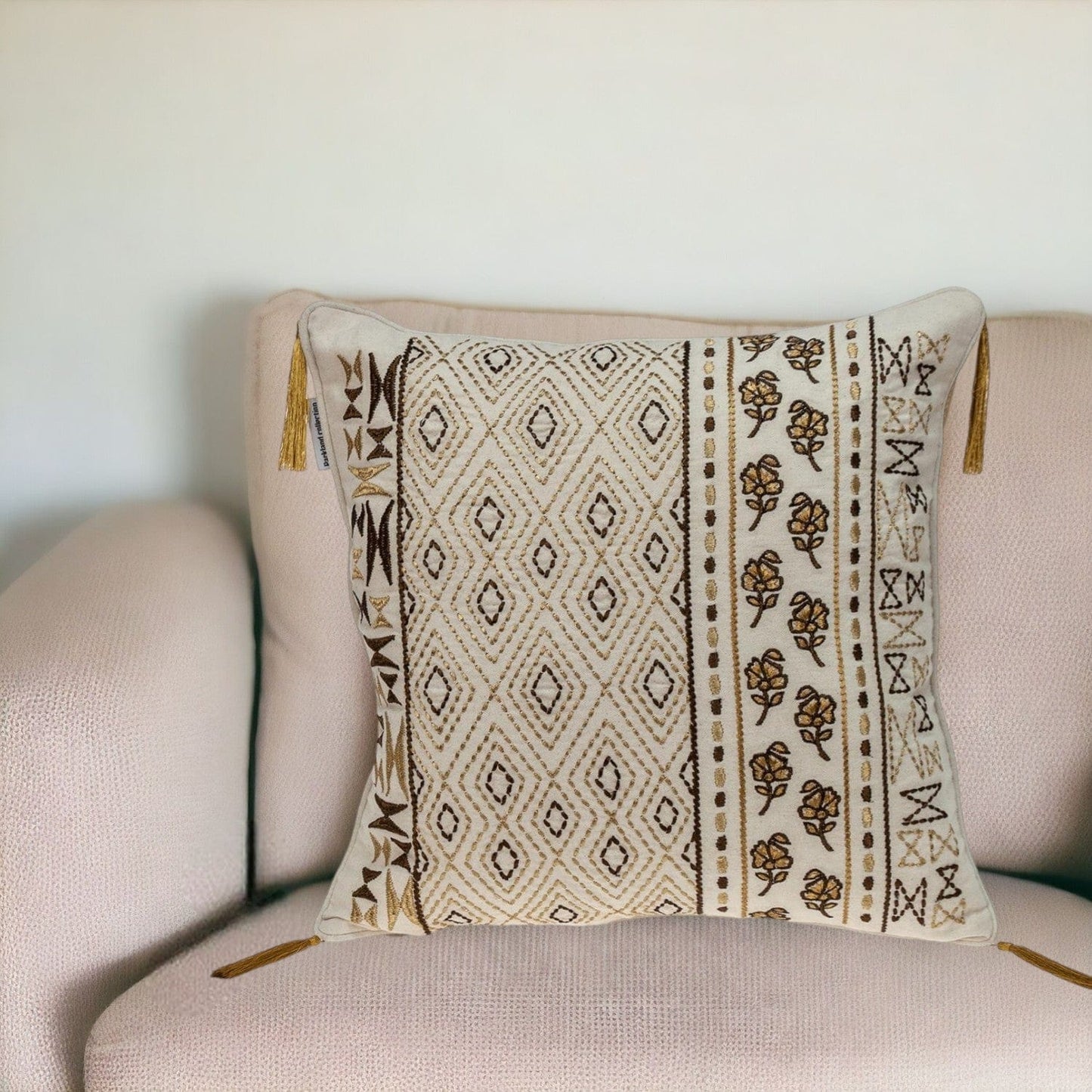 20" Beige Cotton Blend Throw Pillow - Homeroots - Flyclothing LLC