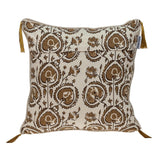 20" Beige Cotton Blend Throw Pillow - Homeroots