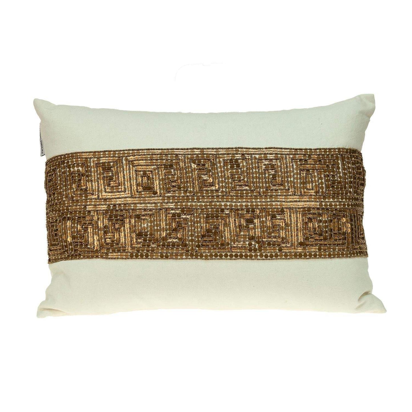 Glam Off White with Golden Sequins Lumbar Throw Pillow - Homeroots - Flyclothing LLC