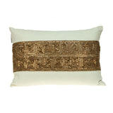 Glam Off White with Golden Sequins Lumbar Throw Pillow - Homeroots