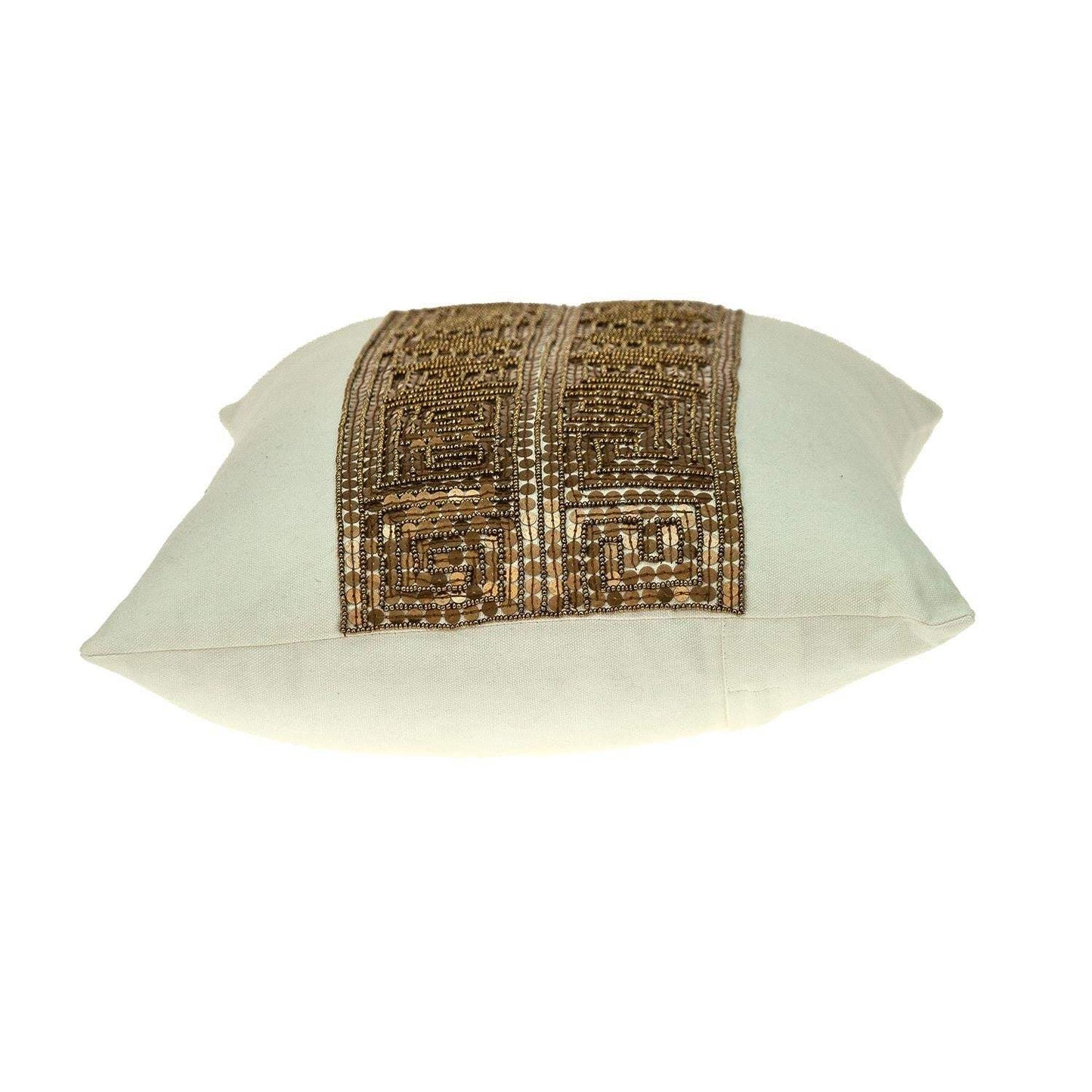 Glam Off White with Golden Sequins Lumbar Throw Pillow - Homeroots - Flyclothing LLC