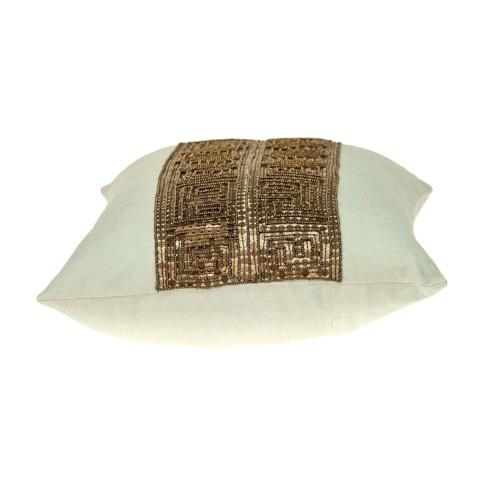 Glam Off White with Golden Sequins Lumbar Throw Pillow - Homeroots - Flyclothing LLC