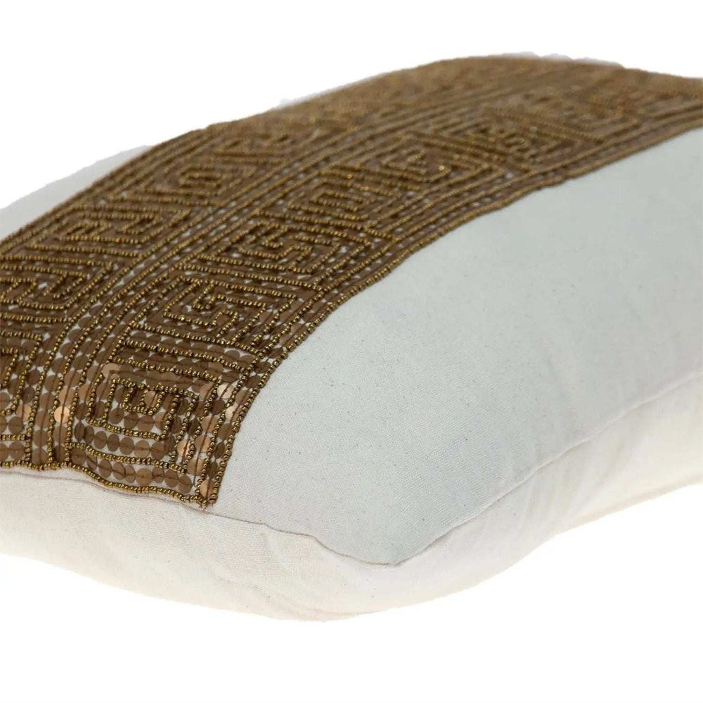 Glam Off White with Golden Sequins Lumbar Throw Pillow - Homeroots - Flyclothing LLC