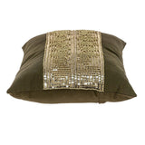 Glam Olive with Gold Sequins Lumbar Throw Pillow - Homeroots
