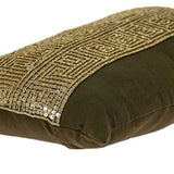 Glam Olive with Gold Sequins Lumbar Throw Pillow - Homeroots - Flyclothing LLC