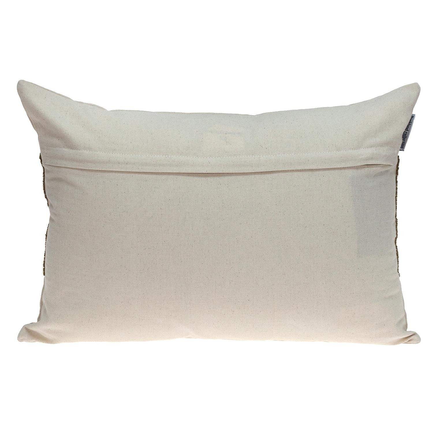 Glam Beige with Golden Sequins Lumbar Throw Pillow - Homeroots - Flyclothing LLC