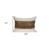 Glam Beige with Golden Sequins Lumbar Throw Pillow - Homeroots - Flyclothing LLC