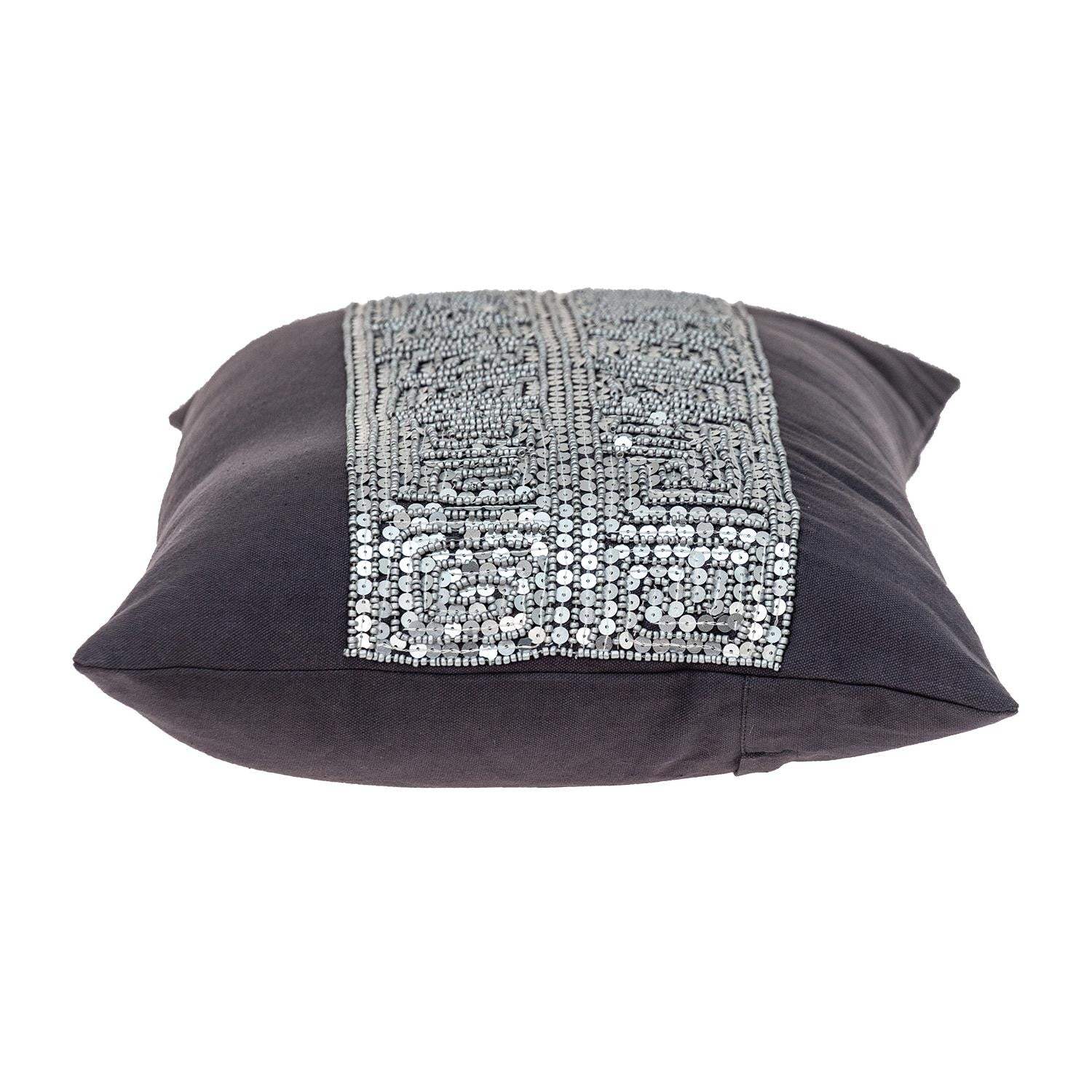 Glam Gray with Silver Sequins Lumbar Throw Pillow - Homeroots - Flyclothing LLC