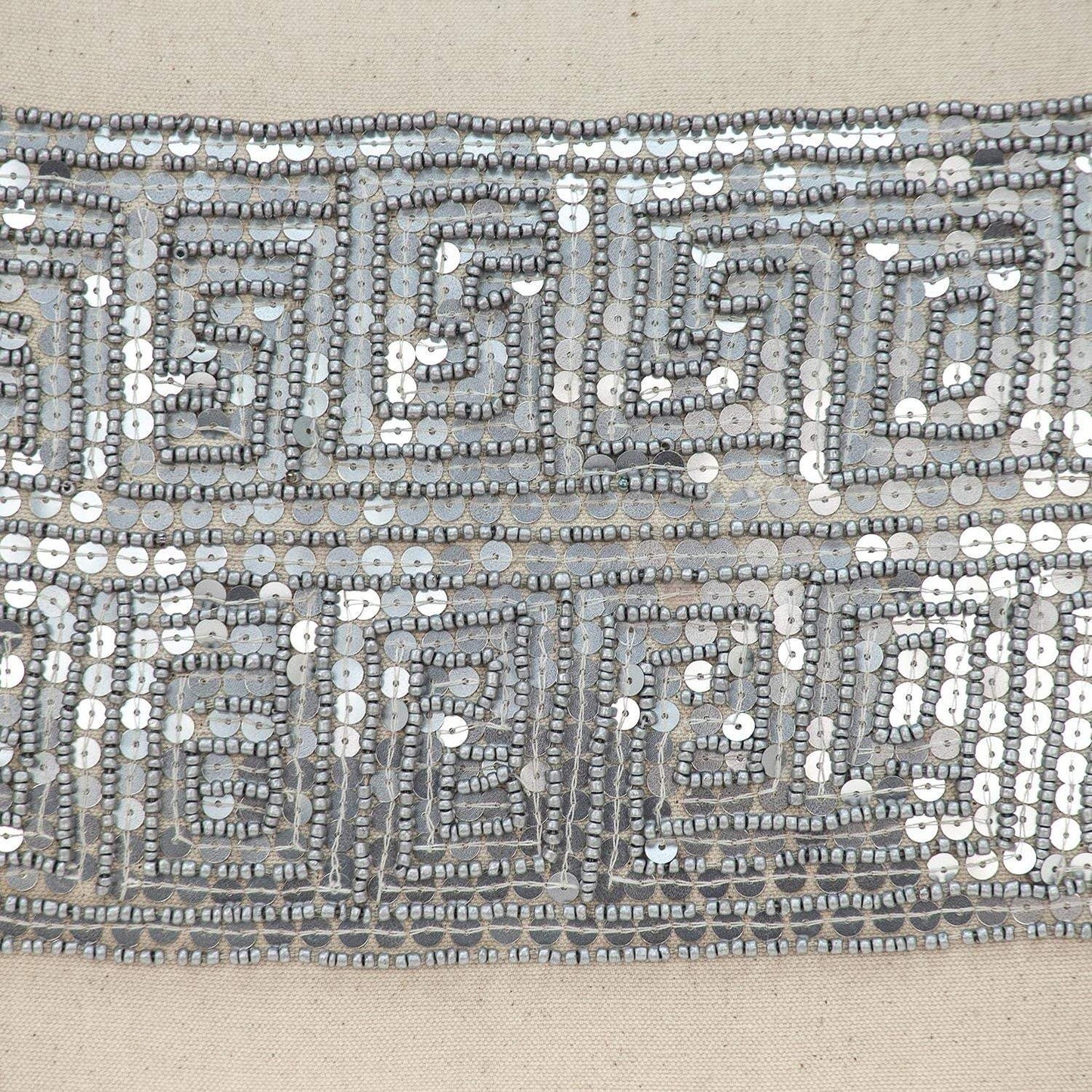 Glam Beige with Silver Sequins Lumbar Throw Pillow - Homeroots - Flyclothing LLC